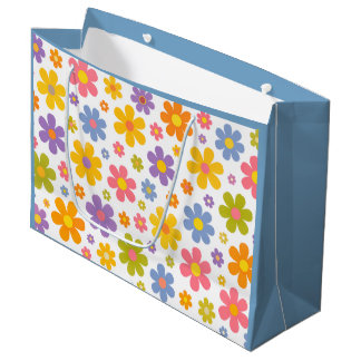 Groovy Flower Power (Blue) Large Gift Bag