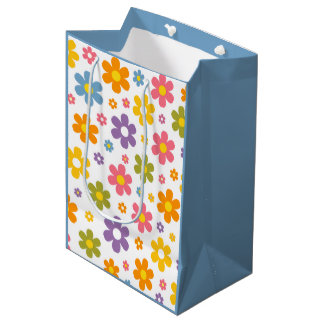Groovy Flower Power (Blue) Medium Gift Bag