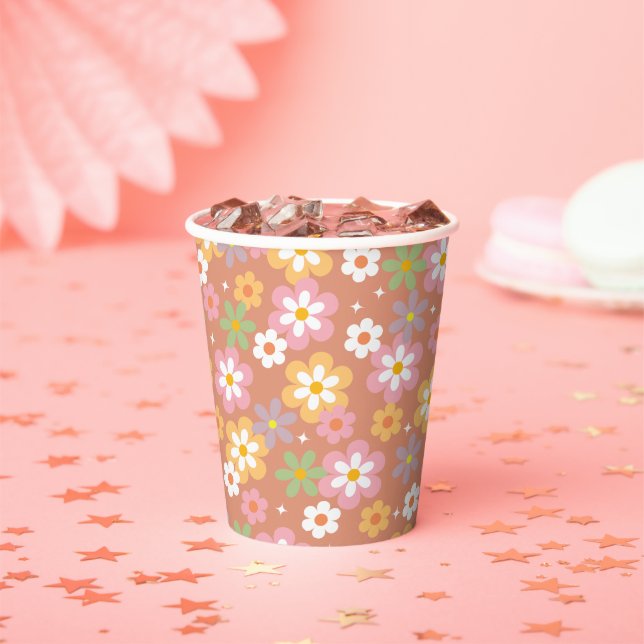 Groovy Flower Power Daisies Paper cup (Insitu)