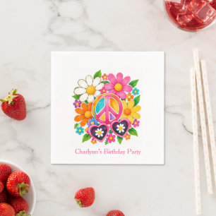 Groovy Flower Power Girl Birthday Party Napkin