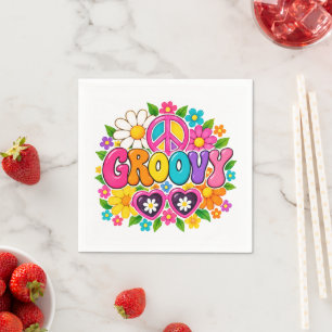 Groovy Flower Power Girl Birthday Party Napkin