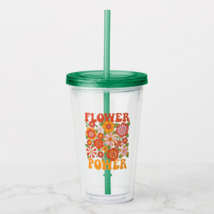 Groovy Flower Power Graphic Acrylic Tumbler