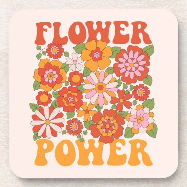 Groovy Flower Power Graphic Coaster (Front)