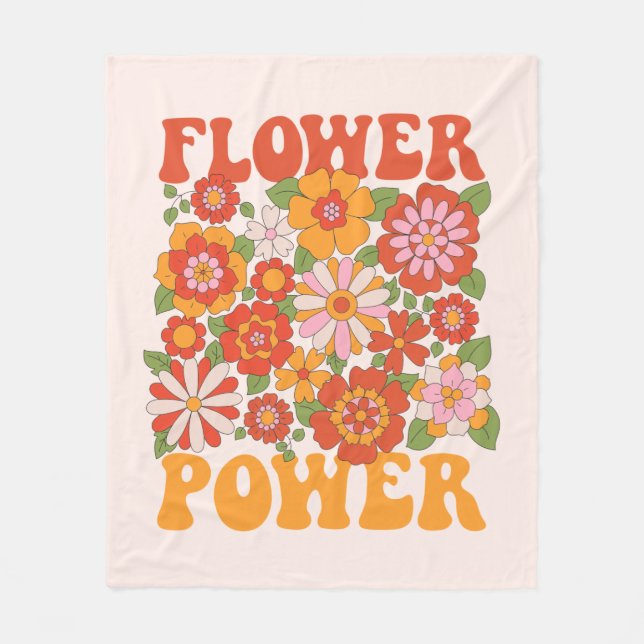 Groovy Flower Power Graphic Fleece Blanket (Front)
