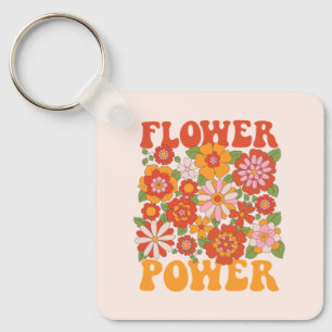 Groovy Flower Power Graphic Key Ring