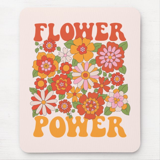 Groovy Flower Power Graphic Mouse Pad (Front)