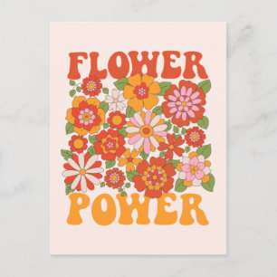 Groovy Flower Power Graphic Postcard