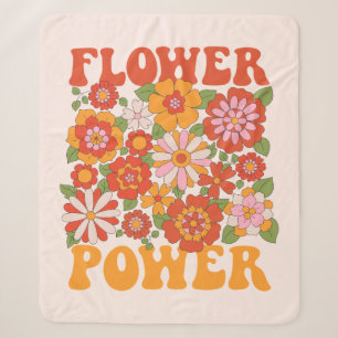 Groovy Flower Power Graphic Sherpa Blanket