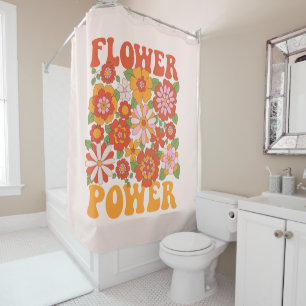 Groovy Flower Power Graphic Shower Curtain