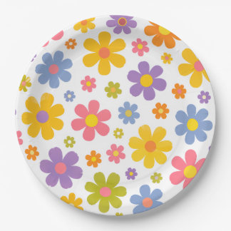 Groovy Flower Power Paper Plate