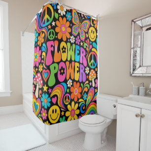 Groovy Flower Power Retro Home Shower Curtain