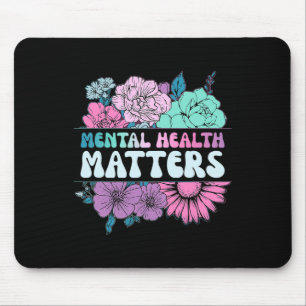Groovy Flower Retro Mental Health Matters Awarenes Mouse Pad