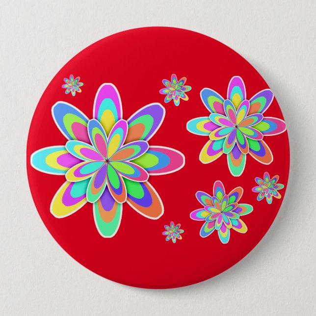 Groovy Flowers 10 Cm Round Badge (Front)