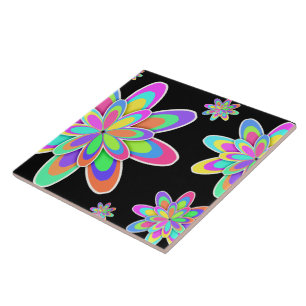 Groovy Flowers Ceramic Tile