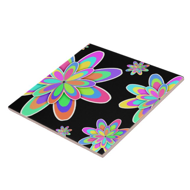 Groovy Flowers Ceramic Tile (Side)