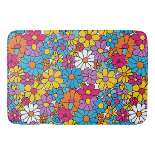 Groovy Flowers Doodle Bath Mat