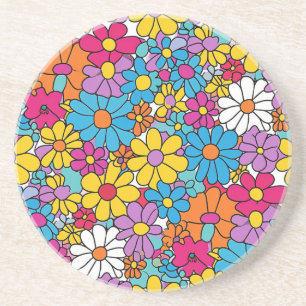 Groovy Flowers Doodle Coaster