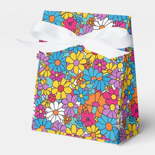 Groovy Flowers Doodle Favour Box (Front Side)