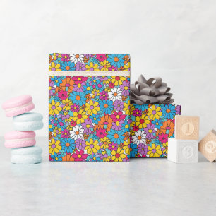 Groovy Flowers Doodle Wrapping Paper