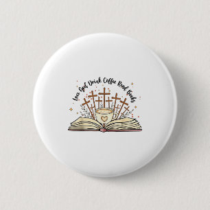 Groovy Flowers Love God Drink Coffee Read Books Ch 6 Cm Round Badge