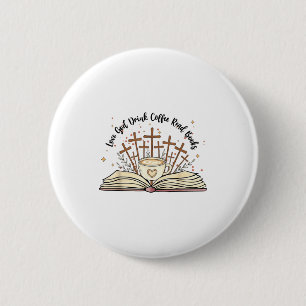 Groovy Flowers Love God Drink Coffee Read Books Ch 6 Cm Round Badge