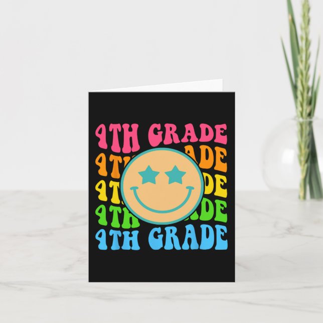 Groovy Fourth Grade Vibes Face Retro Teachers Back Card (Front)