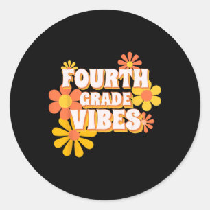 Groovy Fourth Grade Vibes Retro Byck To School Tea Classic Round Sticker