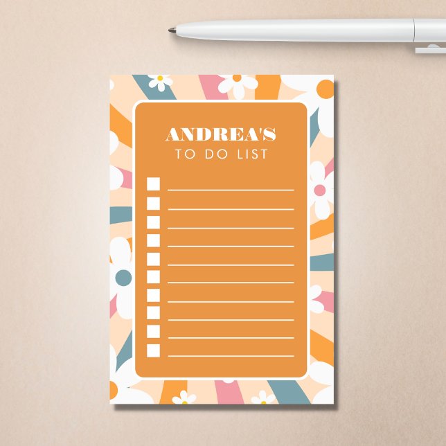 Groovy Fun Hippie Retro Daisy To Do List Checklist Post-it Notes (Creator Uploaded)
