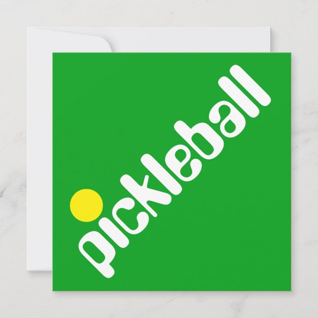Groovy Fun Mod PICKLEBALL Text On Bright Green Invitation (Front)