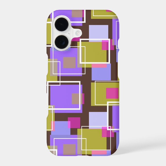 Groovy Fun Purple Mod Retro Cubes Abstract Pattern (Back)