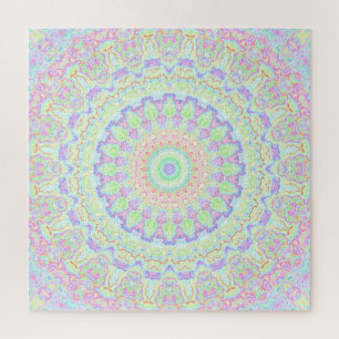 Groovy Funky Boho Hippie Rainbow Abstract Mandala Jigsaw Puzzle