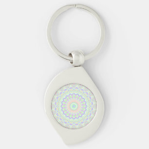 Groovy Funky Boho Hippie Rainbow Abstract Mandala Key Ring
