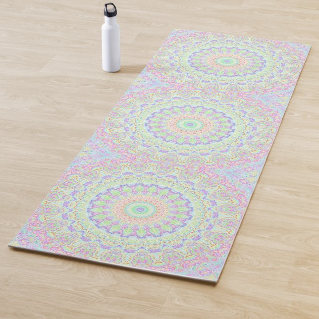 Groovy Funky Boho Hippie Rainbow Abstract Mandala Yoga Mat (In Situ)