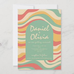 Groovy Funky Hippie with QR Wedding Invitation