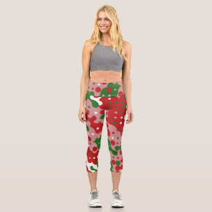 Groovy Funky Mod Retro Christmas Pattern Capri Leggings