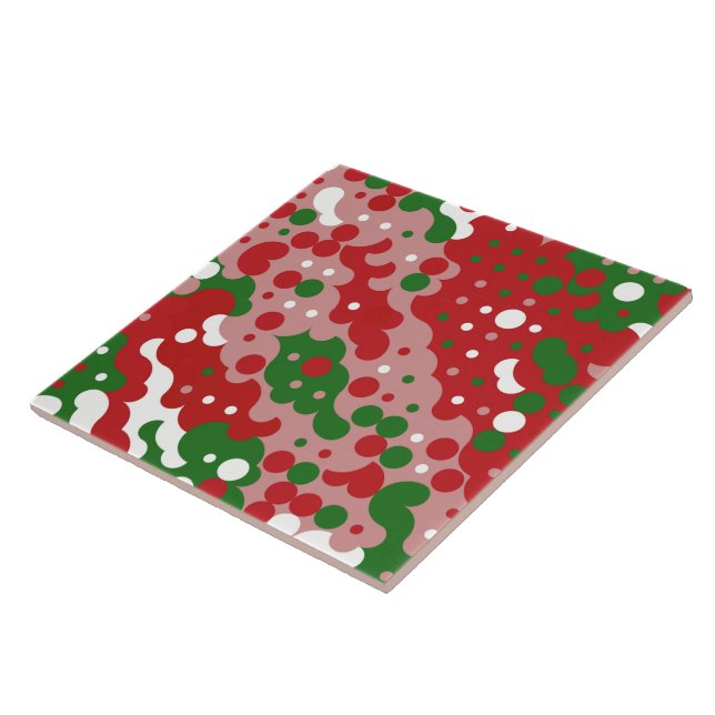 Groovy Funky Mod Retro Christmas Pattern Ceramic Tile (Side)