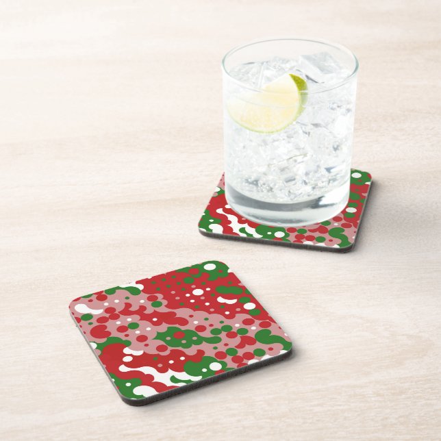 Groovy Funky Mod Retro Christmas Pattern Coaster (Right Side)