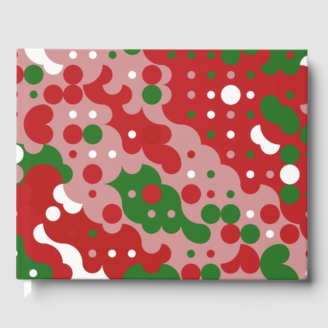 Groovy Funky Mod Retro Christmas Pattern Guest Book (Front)