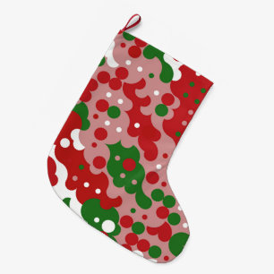 Groovy Funky Mod Retro Christmas Pattern Large Christmas Stocking