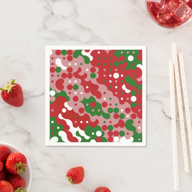 Groovy Funky Mod Retro Christmas Pattern Napkin (Insitu)