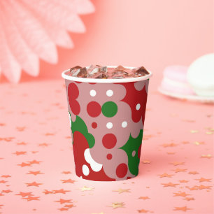 Groovy Funky Mod Retro Christmas Pattern Paper Cups