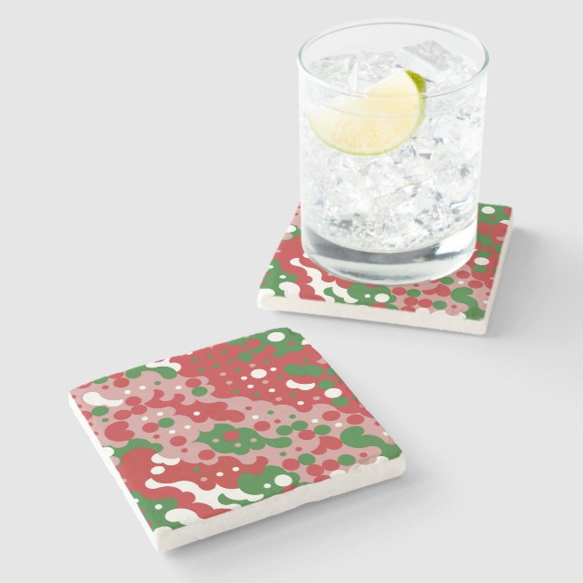 Groovy Funky Mod Retro Christmas Pattern Stone Coaster (Side)