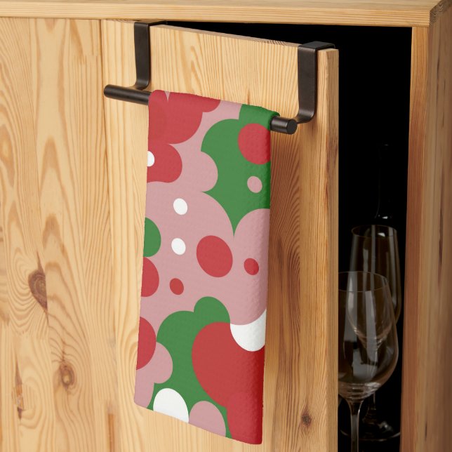 Groovy Funky Mod Retro Christmas Pattern Tea Towel (Thirds Fold)