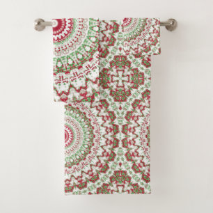 Groovy Funky Tie Dye Christmas Boho Hippie Mandala Bath Towel Set