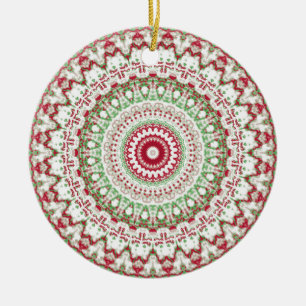 Groovy Funky Tie Dye Christmas Boho Hippie Mandala Ceramic Ornament