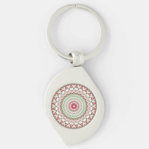 Groovy Funky Tie Dye Christmas Boho Hippie Mandala Key Ring