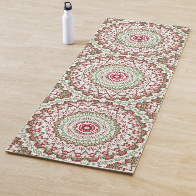 Groovy Funky Tie Dye Christmas Boho Hippie Mandala Yoga Mat (In Situ)