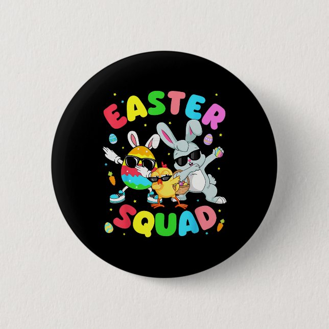 Groovy Funny Rabbit Egg Chick Easter Squad Day Men 6 Cm Round Badge (Front)