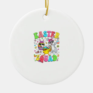 Groovy Funny Rabbit Egg Chick Easter Squad Day Men Ceramic Ornament