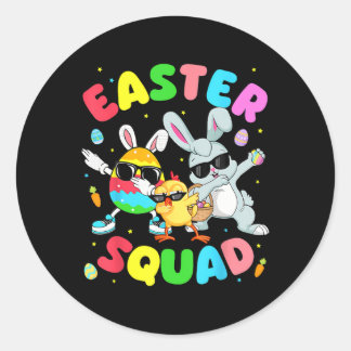 Groovy Funny Rabbit Egg Chick Easter Squad Day Men Classic Round Sticker